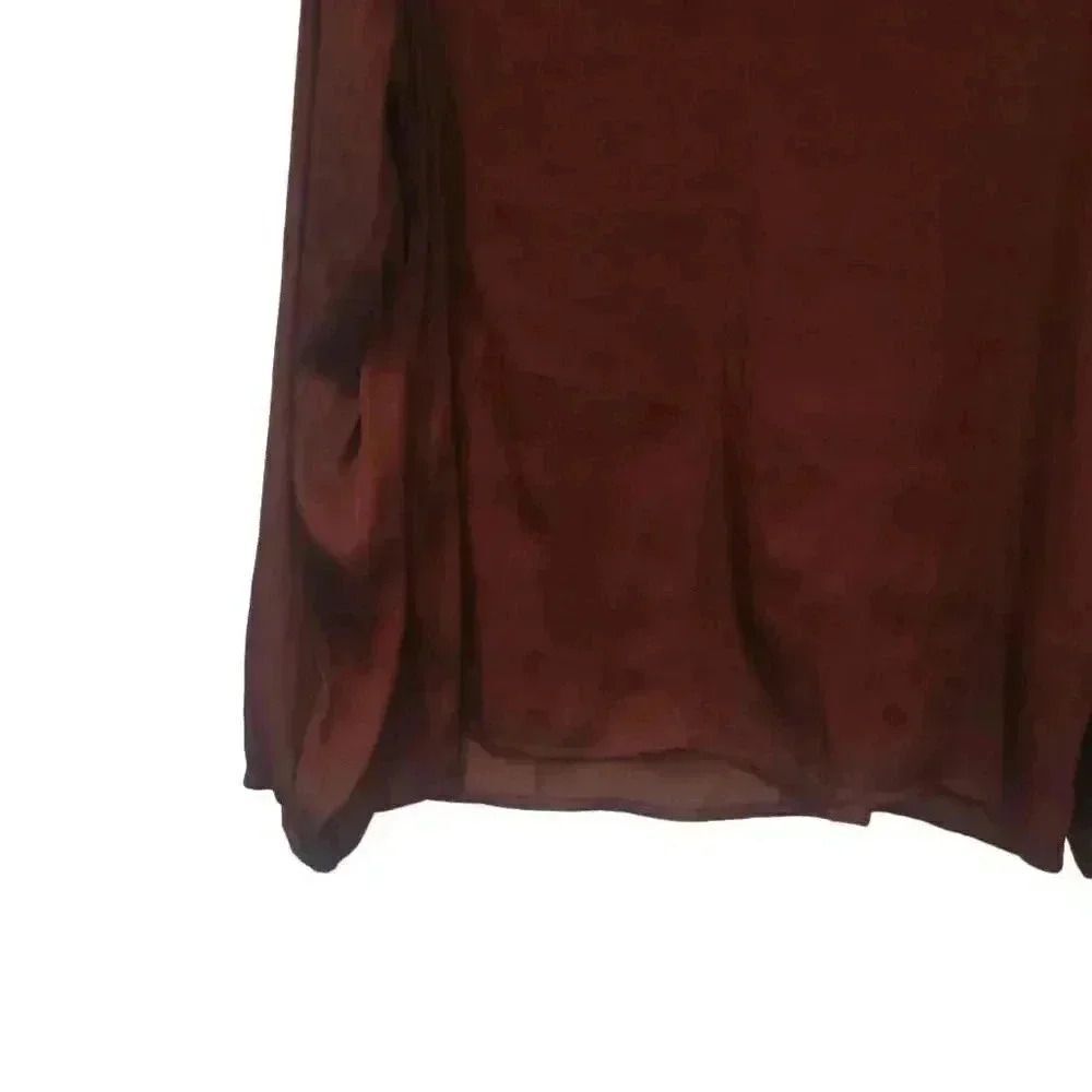 Banana Republic Women's Burnt Caramel Poly Satin Balloon Sleeve Top NEW - Picture 4 of 11